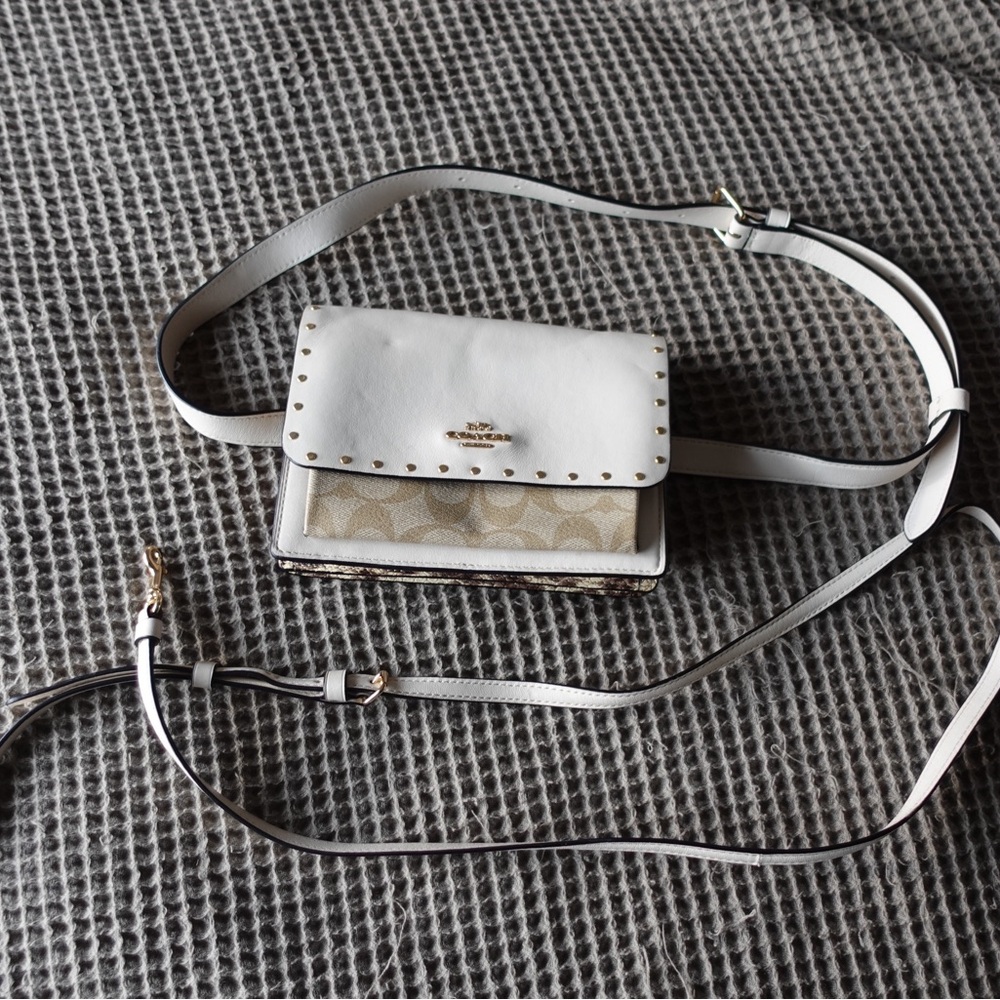 Coach White and Brown Crossbody Bag